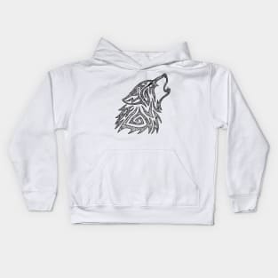 Tribal Wolf Howl Mandala Kids Hoodie